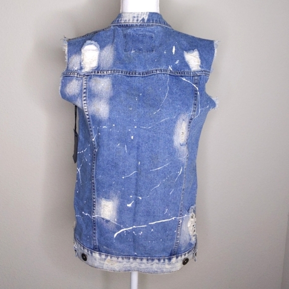 Brooklyn Cloth Distressed Denim Vest Jacket Grunge - Picture 3 of 9